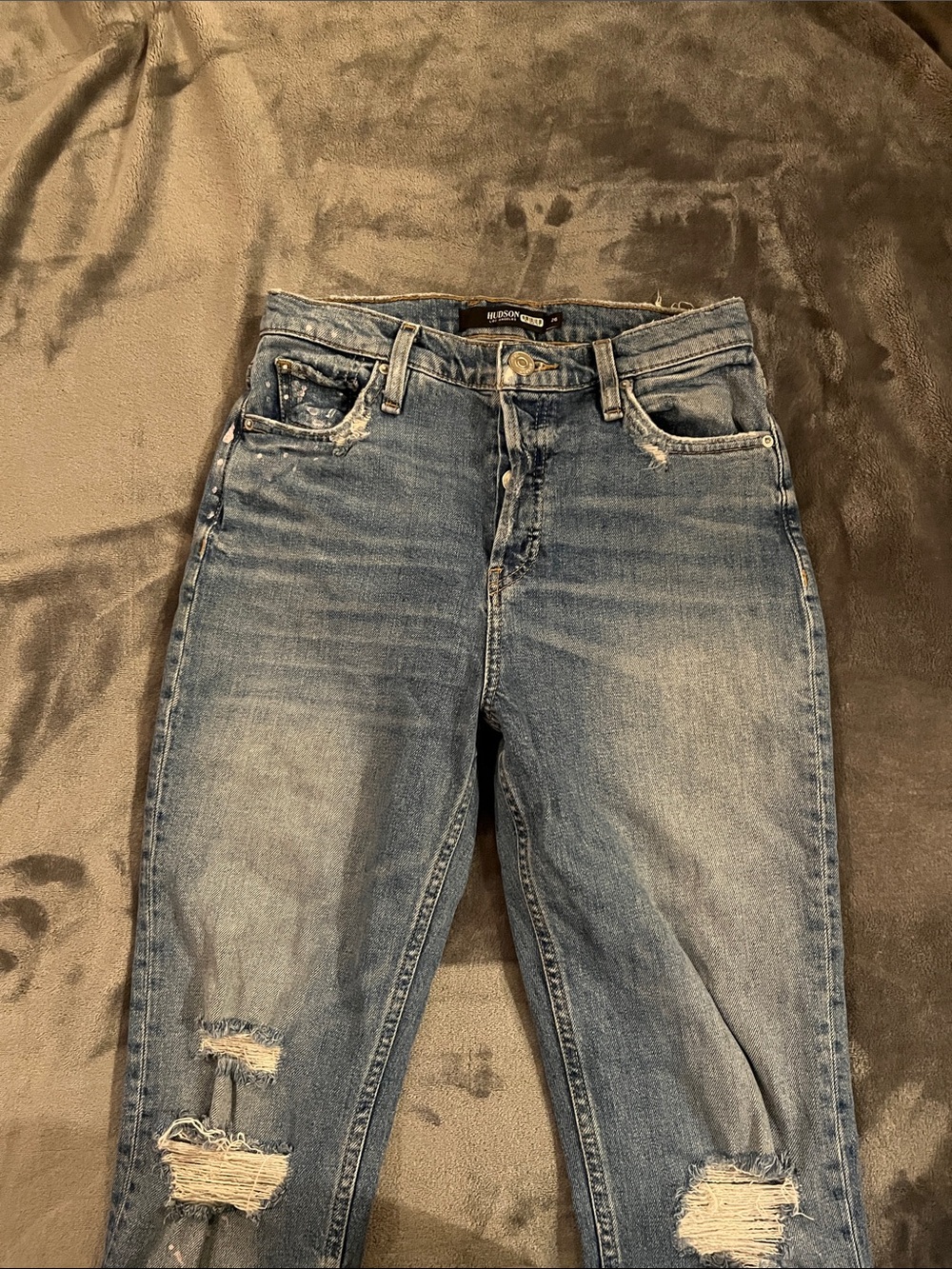 Hudson Women's Light Blue Distressed Boyfriend Jeans